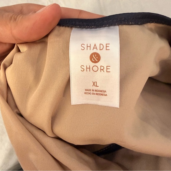 NEW Shade & Shore Black Shirred V-Wire Plunge One Piece Swimsuit Extra Cheeky XL - Picture 5 of 13